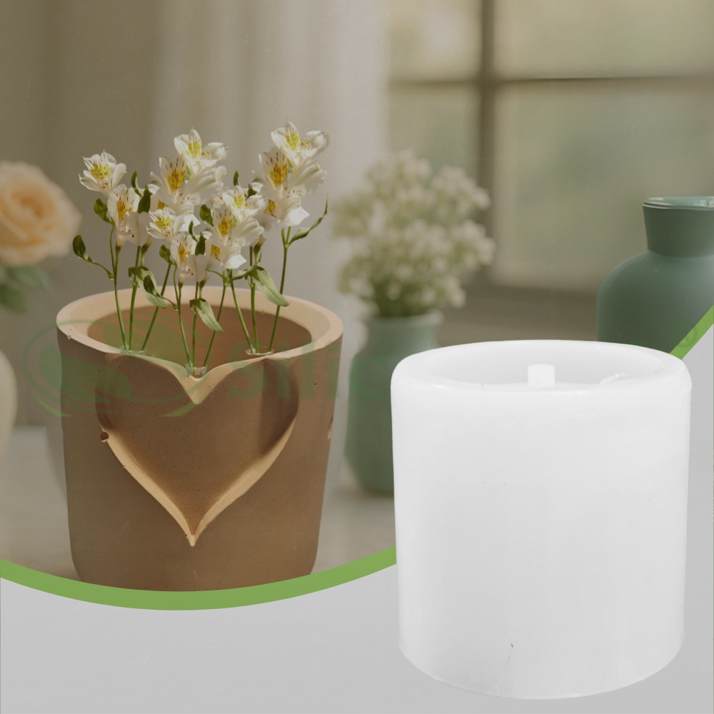 SILICOMOLDS -3" W X 3" L Round Heart Planter Mold - URP324PM